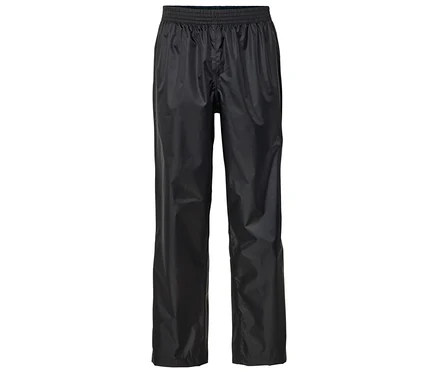 Pantalon de pluie noir avec taille élastique.