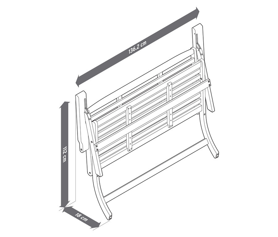 Illustration d'un ensemble salon de jardin pliable avec coussins premium, 4 pièces, avec dimensions.