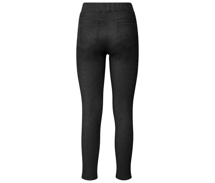 Leggings gris foncé avec deux poches arrière, photographiés de dos.