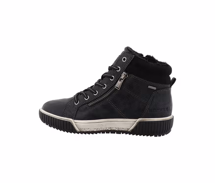 Chaussure à lacets Romika gris foncé de type High-Top avec fermeture éclair latérale et col fourré.