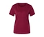 Un t-shirt simple à manches courtes et col rond de couleur rouge foncé, sur fond blanc.