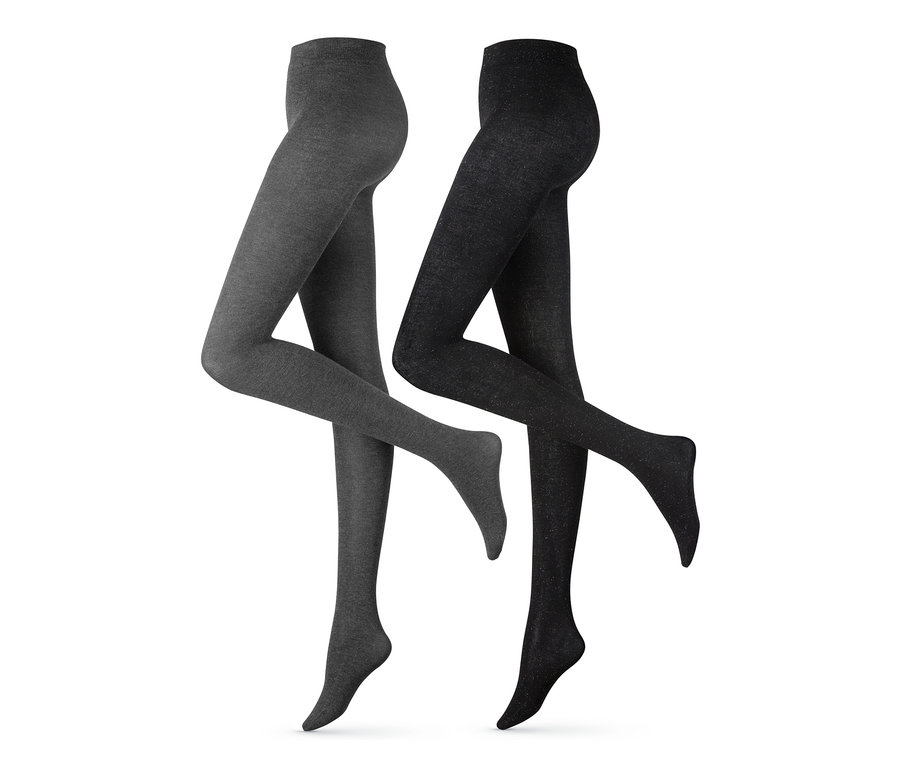 Deux paires de collants en gris et noir.