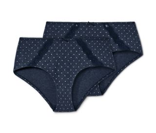 Bleu foncé chiné avec des pois blancs