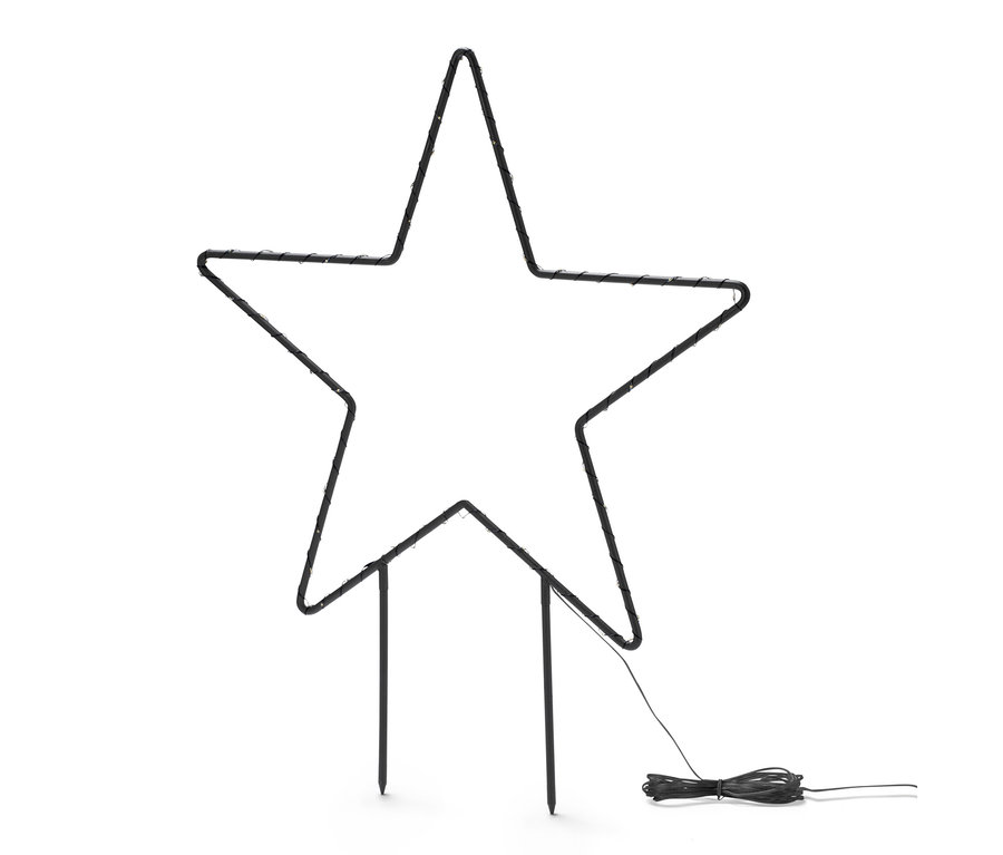 Grande étoile LED extérieur en métal sur fond blanc.