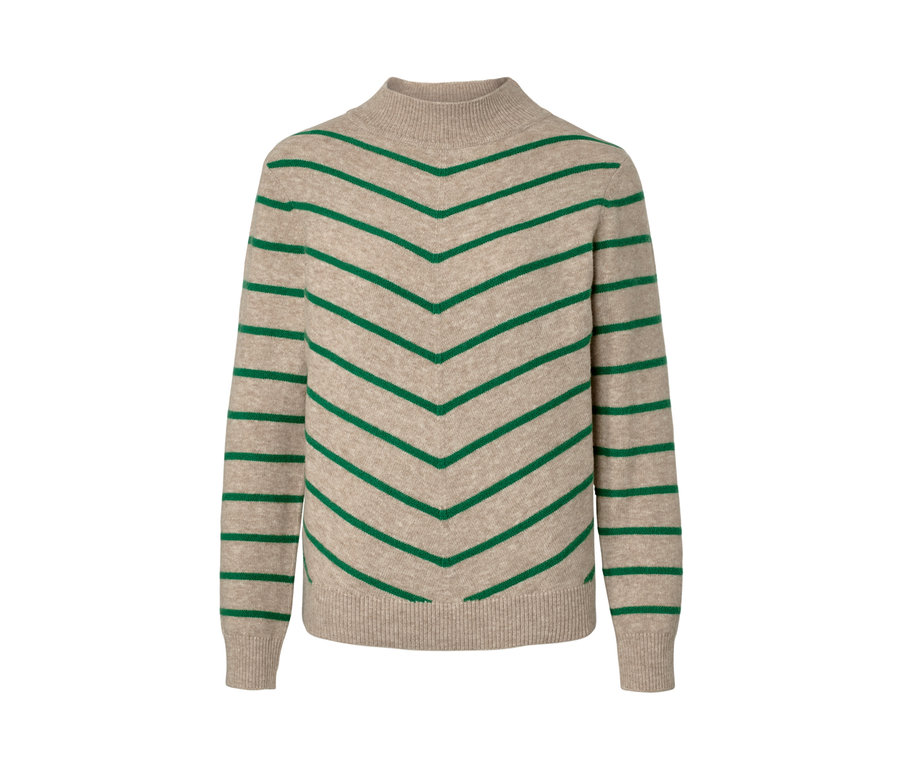Pull rayé en maille à col montant crème.