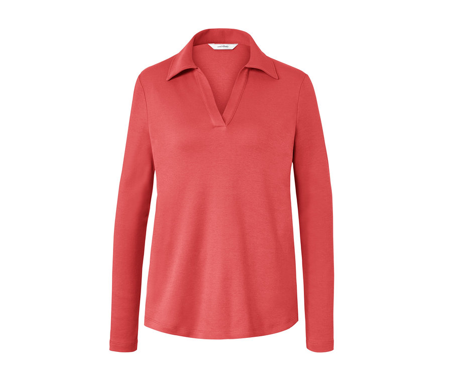 Sweat-shirt corail avec col polo.