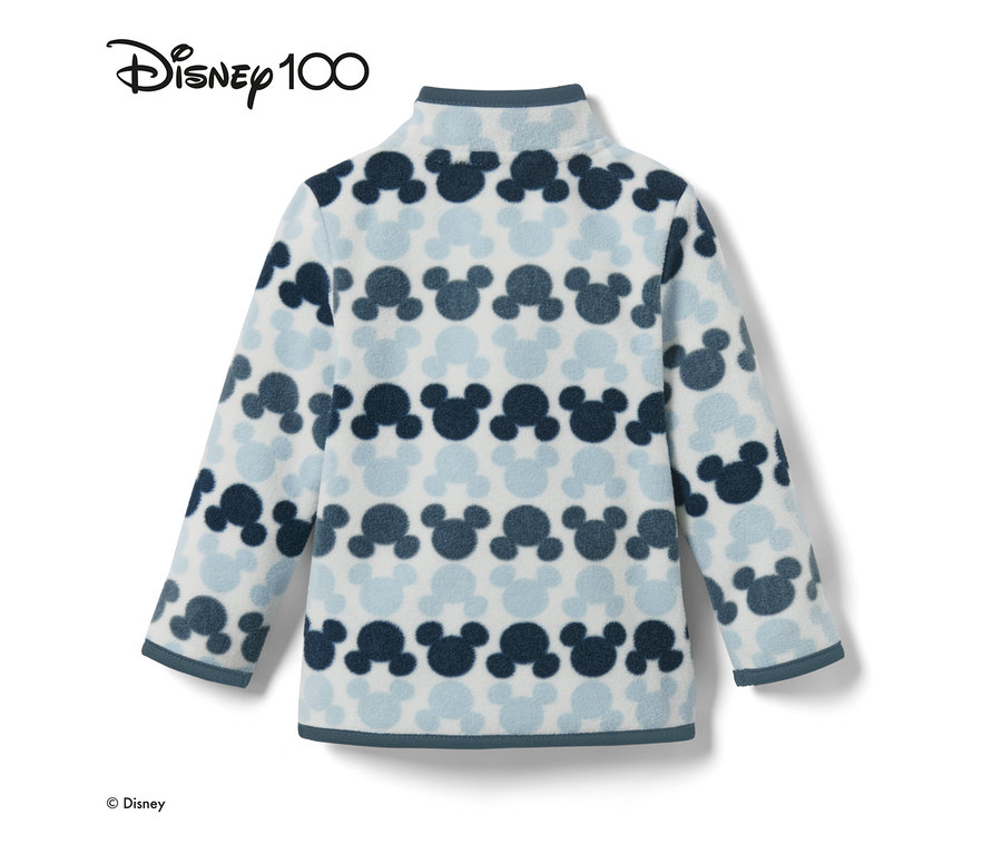 Détail d'une veste en polaire bleue à motifs pour tout-petits « Mickey ».