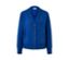 Veste en tricot bleu cobalt avec de la laine, des boutons et des poches.