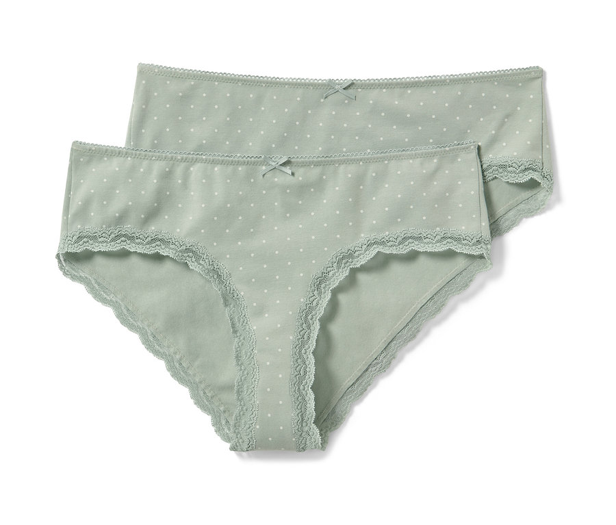 Deux hipsters vert clair à pois blancs.