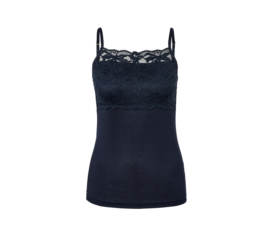 Caraco bleu avec dentelle.