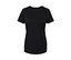 T-shirt basique noir à manches courtes et col rond, posé à plat.