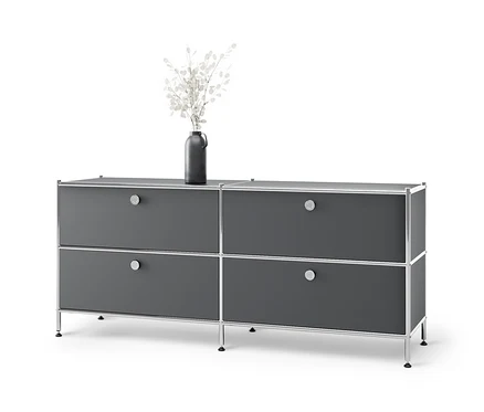 Meuble bas en métal « CN3 » gris avec 4 tiroirs.