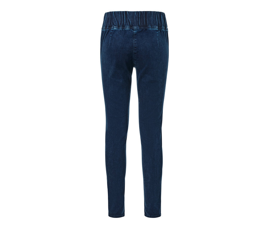 Vue arrière d'un legging taille haute en denim.