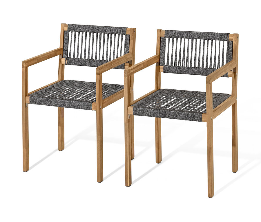 Deux chaises de l'ensemble balcon avec textile tissé.
