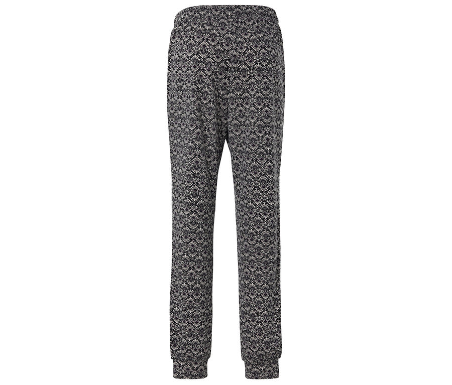Pantalon noir à motif floral.