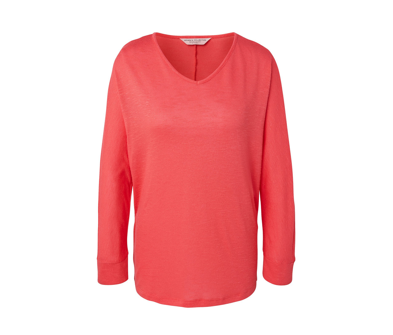 T-shirt manches chauve-souris corail avec col en V.
