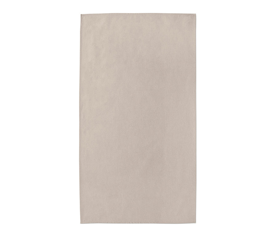 Nappe lavable beige sur fond blanc.