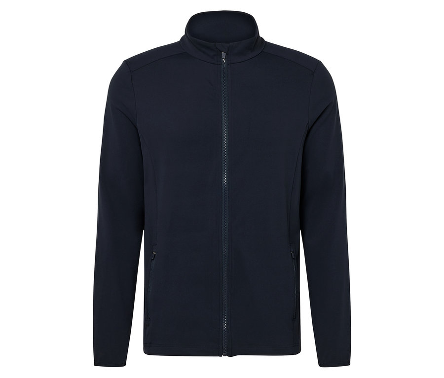 Veste fonctionnelle bleu marine zippée.