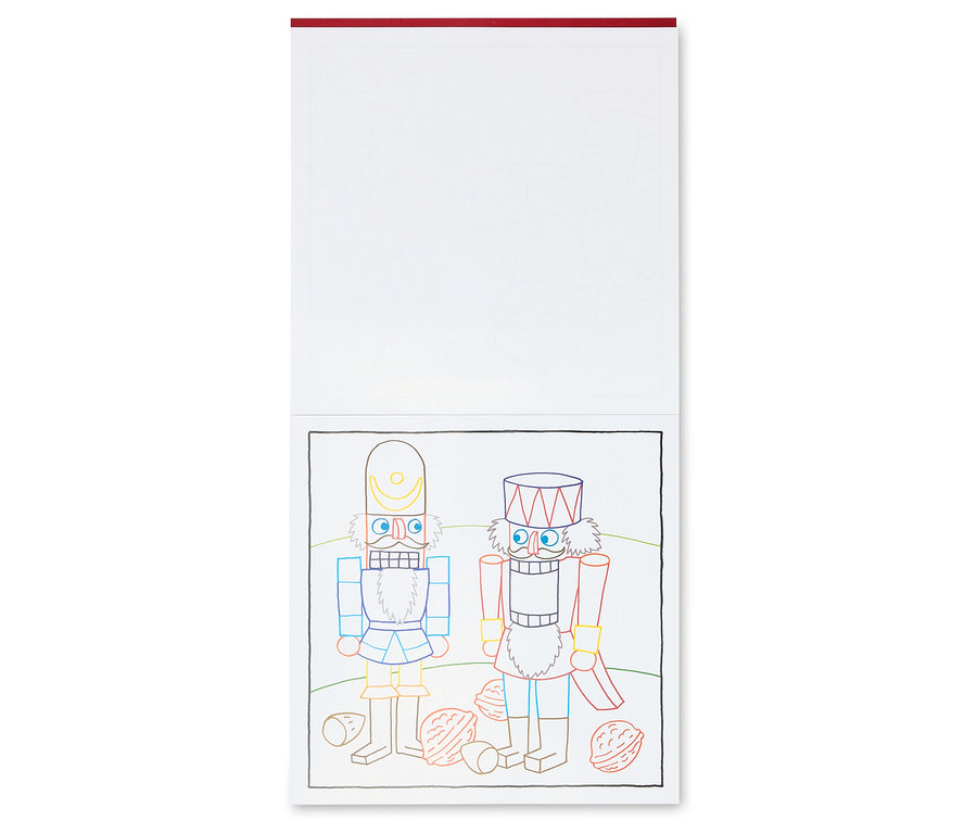 Image d'un livre de coloriage avec deux casse-noisettes et des noix.