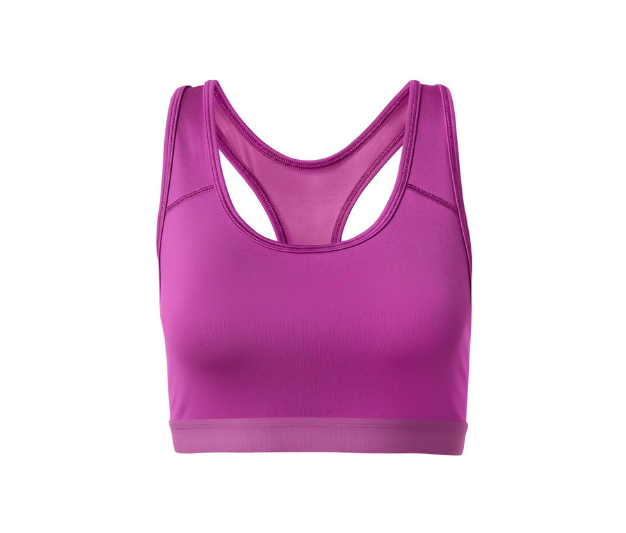 Une brassière de sport violette d'un ensemble de 2 sur fond blanc.