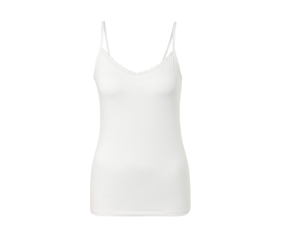 Débardeur blanc, 2 maillots de corps avec dentelle sur l'encolure.