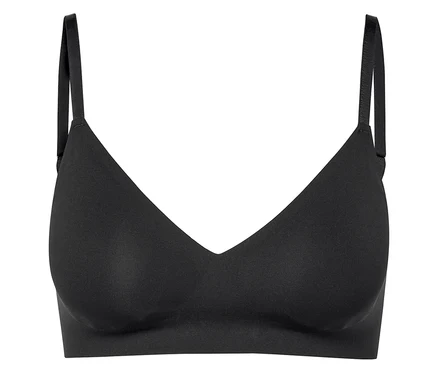 Soutien-gorge noir à fines bretelles.