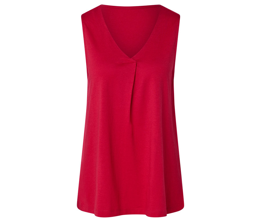 Haut rouge sans manches à col en V.