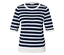 T-shirt rayé à manches trois-quarts bleu et blanc.