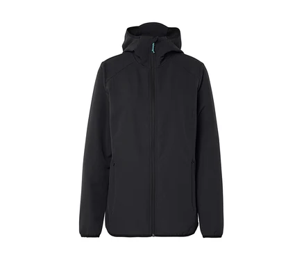 Veste noire à capuche avec fermeture éclair.