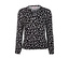Noir à motif intégral blanc-gris de marguerites et à pois