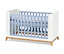 Blanc<br>Barreaux bleus<br>Piètement en chêne naturel