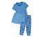 T-shirt bleu clair-bleu à rayures<br>Short bleu clair avec imprimé de bus bleu<br>Pantalon long bleu clair avec imprimé intégral bleu foncé-bleu de véhicules
