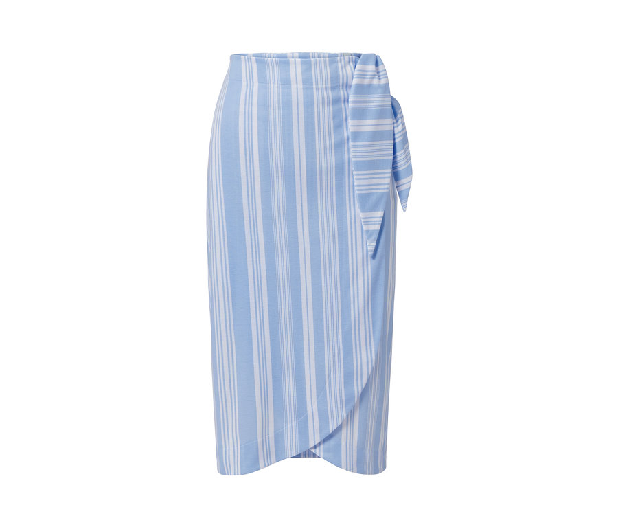 Jupe portefeuille à rayures.