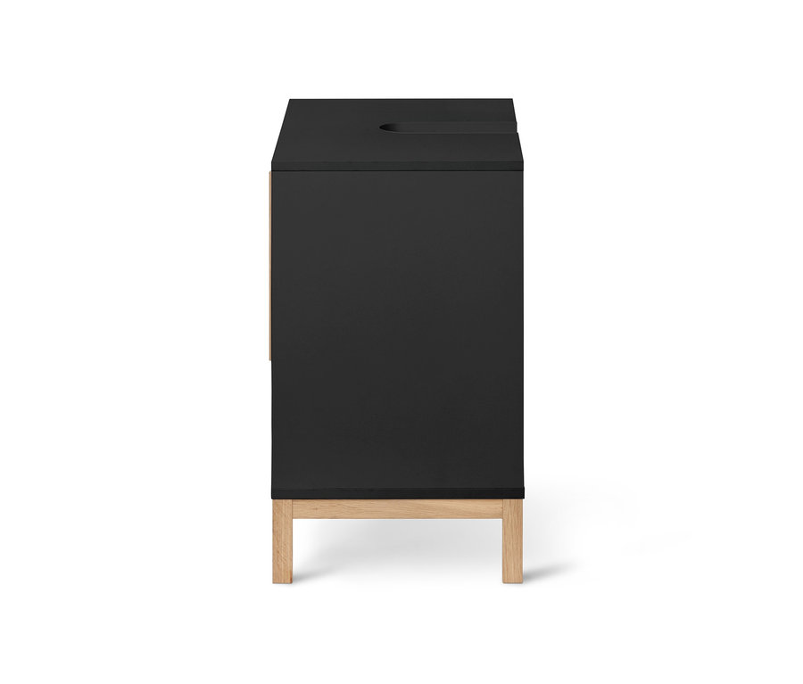 Meuble sous-vasque anthracite »Eklund« avec deux portes et pieds en bois.