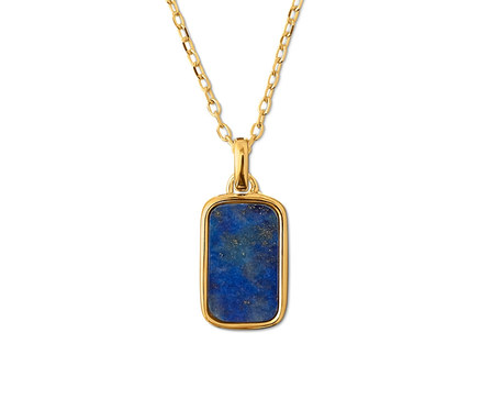 Collier doré avec pendentif lapis-lazuli.