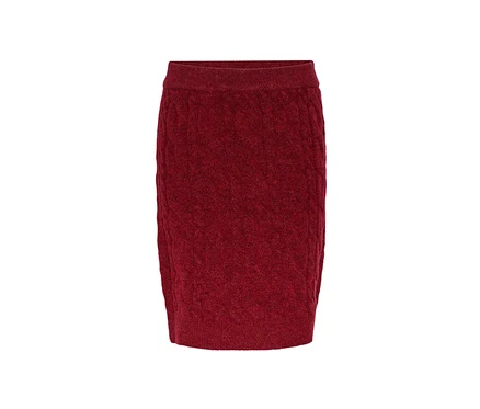 Une jupe tricotée rouge.