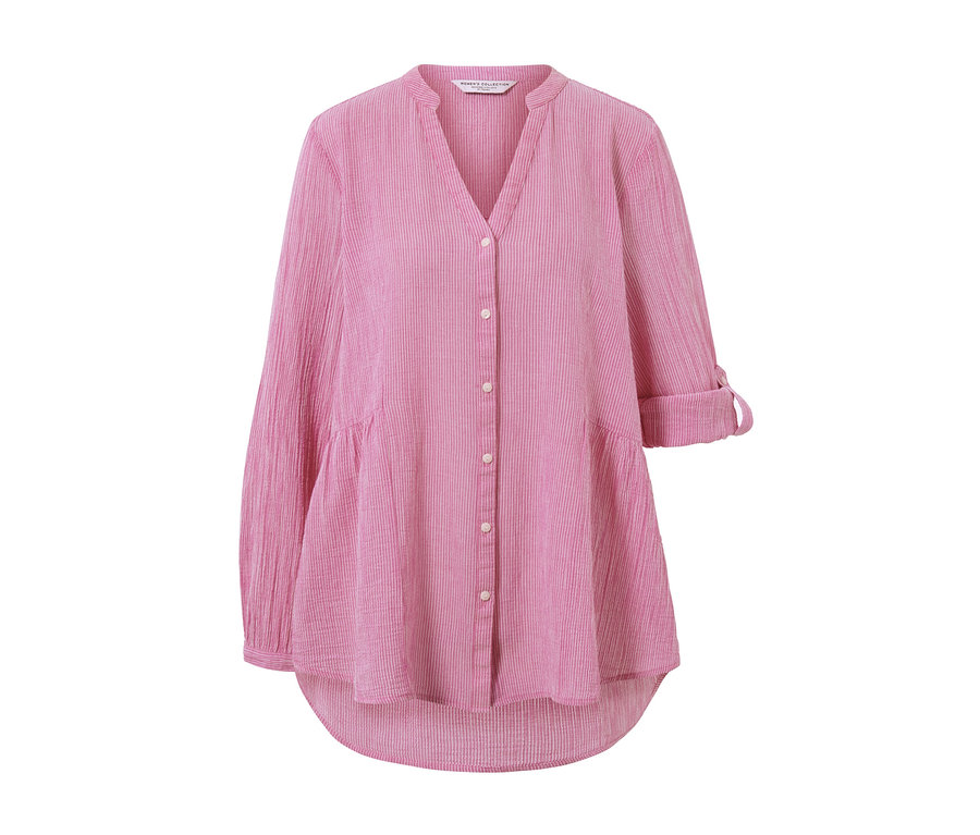 Tunique longue rayée avec boutons.