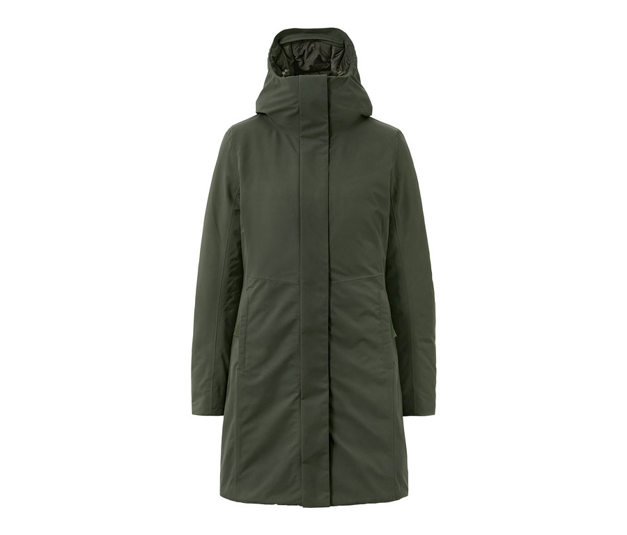 Manteau thermique kaki avec capuche.