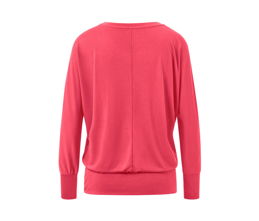 T-shirt de sport et de yoga rose vif, vu de dos.