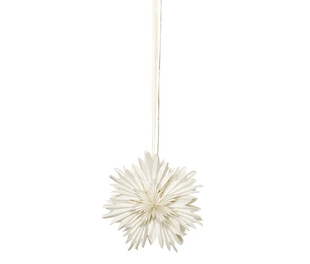 Une étoile en papier à LED suspendue.