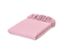 Un drap-housse en percale rose plié.