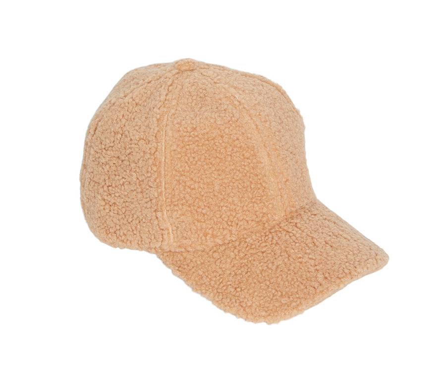 Casquette en peluche marron clair.