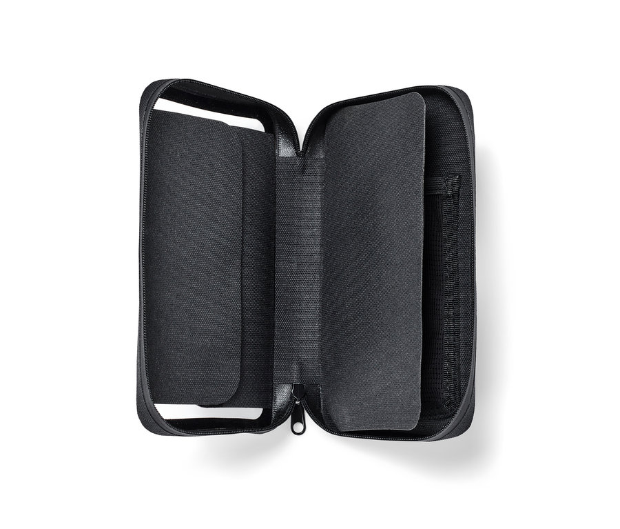 Sac à smartphone 2 en 1 noir ouvert.