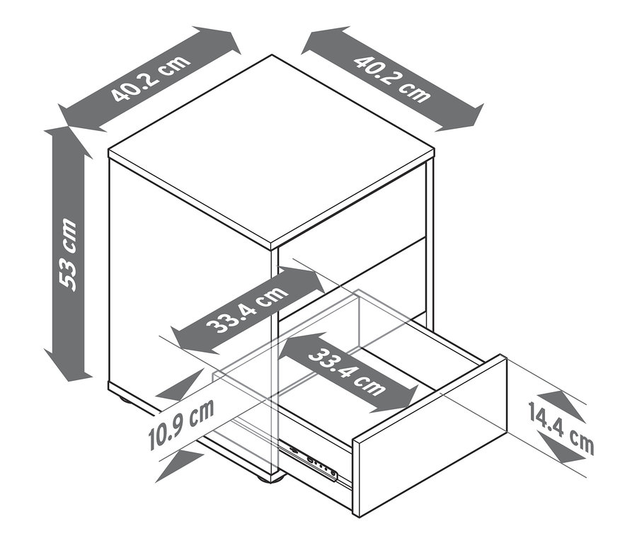 Dimensions de la table de chevet boxspring.