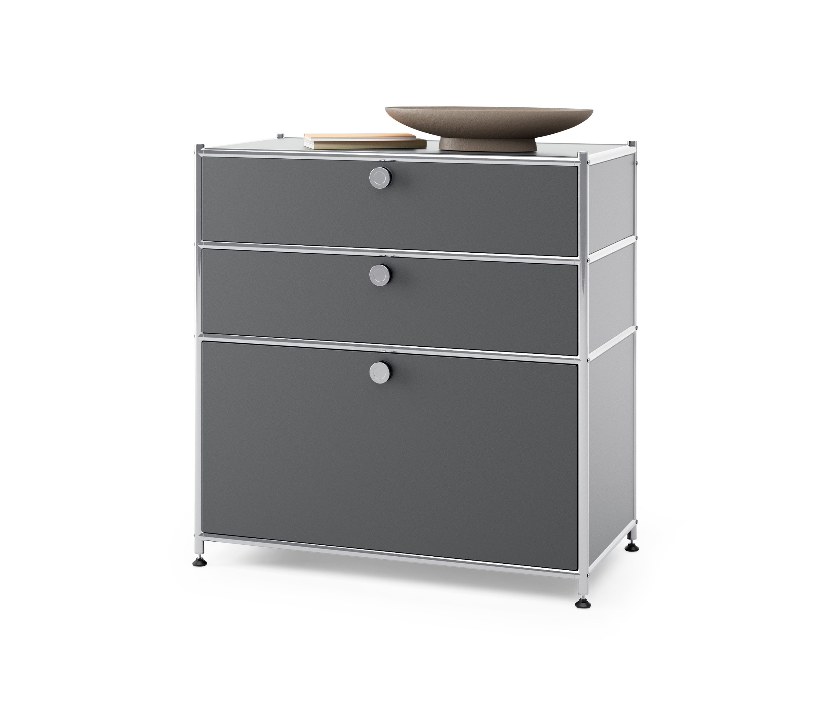 Commode en métal grise « CN3 » avec 3 tiroirs.