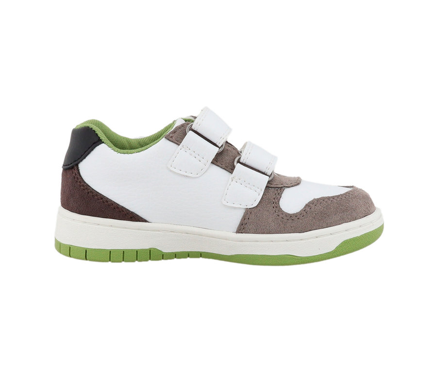 Basket Lurchi gris/vert avec deux fermetures velcro.