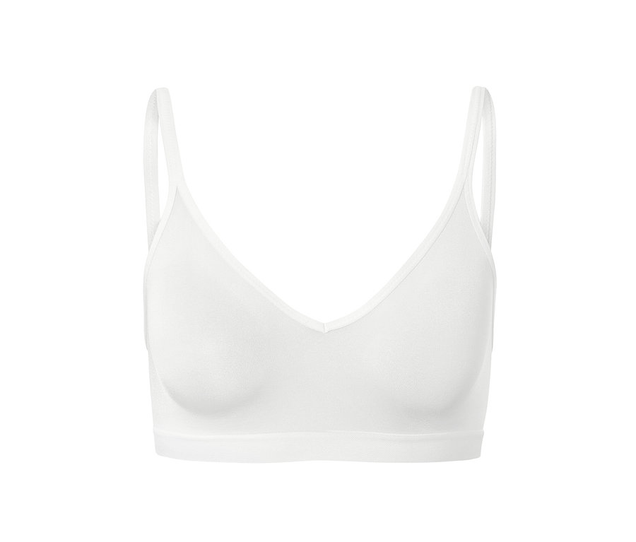 Gros plan d'un soutien-gorge doux Seamless, blanc.