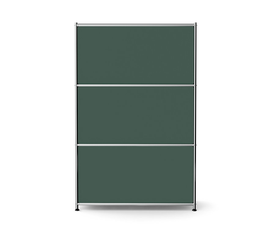 Commode en métal vert olive « CN3 » à 2 abattants et 2 tiroirs.