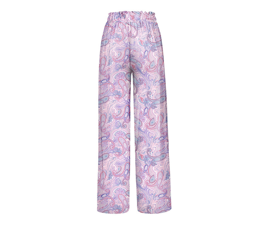 Gros plan sur le pantalon relax tissé à motif cachemire.