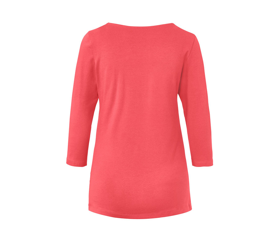 T-shirt corail à manches 3/4.